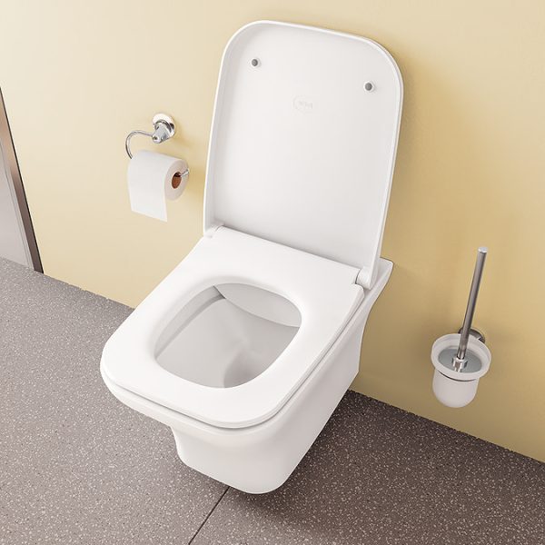 VitrA Evi Square Wall Hung Rimless Toilet with Soft Close Seat - Image 14