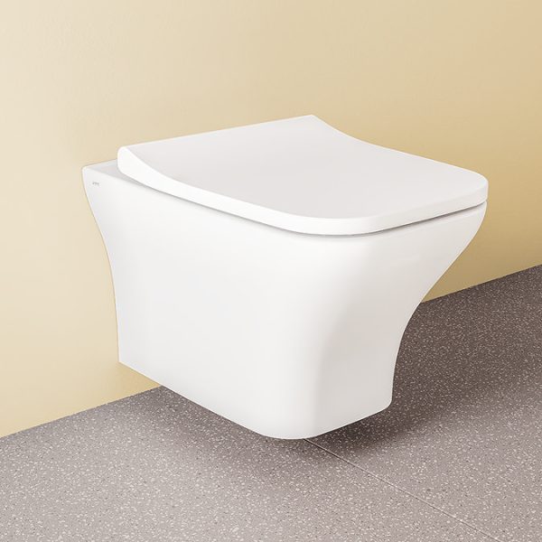 VitrA Evi Square Wall Hung Rimless Toilet with Soft Close Seat - Image 17