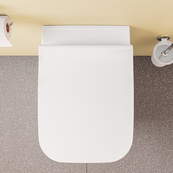 VitrA Evi Square Wall Hung Rimless Toilet with Soft Close Seat - Image 18