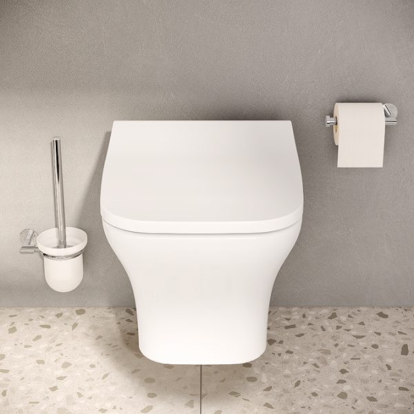 VitrA Evi Square Wall Hung Rimless Toilet with Soft Close Seat - Image 4