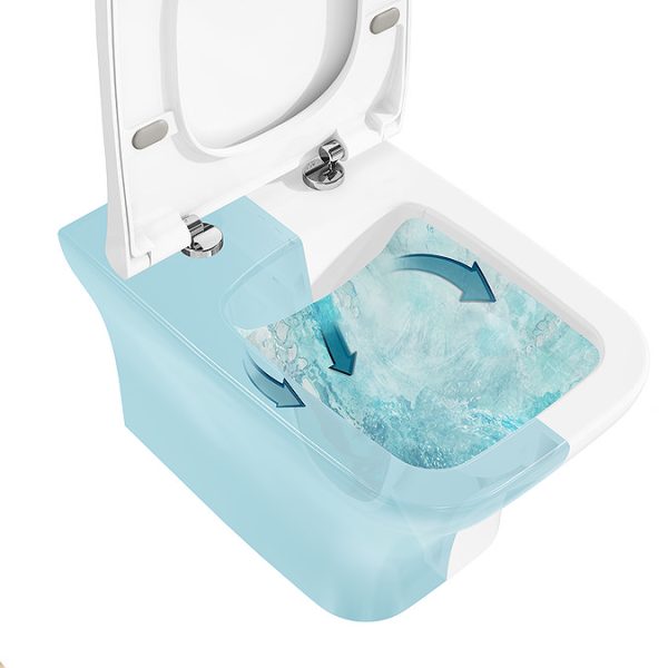 VitrA Evi Square Wall Hung Rimless Toilet with Soft Close Seat - Image 7