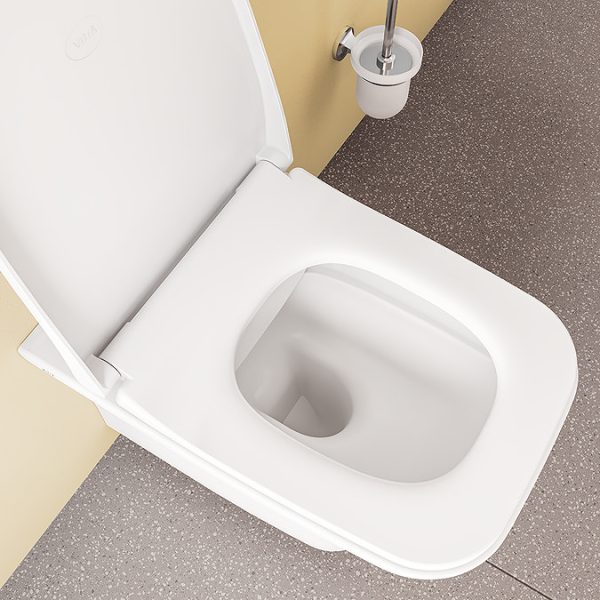 VitrA Evi Square Wall Hung Rimless Toilet with Soft Close Seat - Image 10