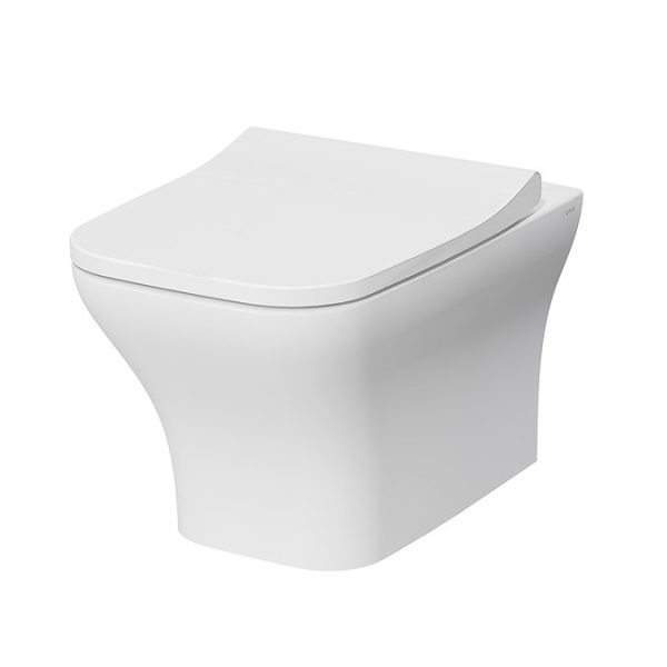 VitrA Evi Square Wall Hung Rimless Toilet with Soft Close Seat - Image 6