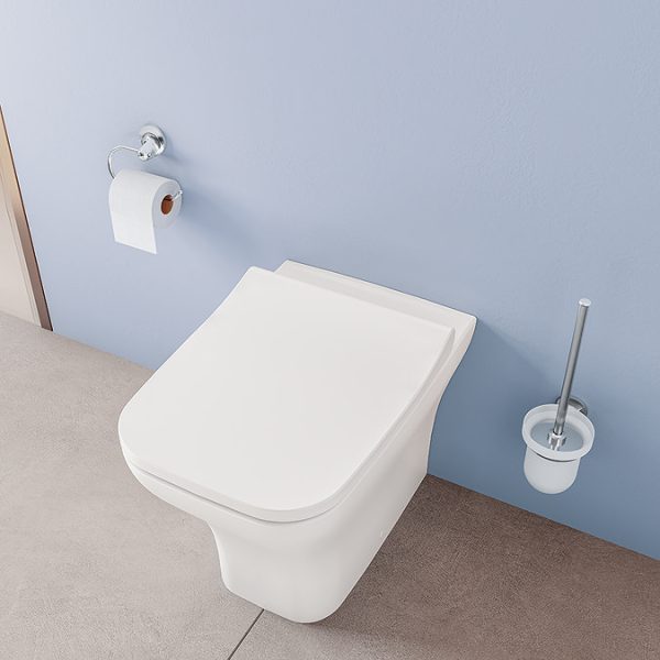 VitrA Evi Square Rimless Back to Wall Toilet with Soft Close Seat - Image 12