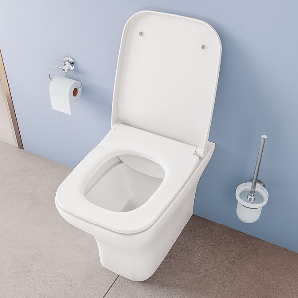 VitrA Evi Square Rimless Back to Wall Toilet with Soft Close Seat - Image 13