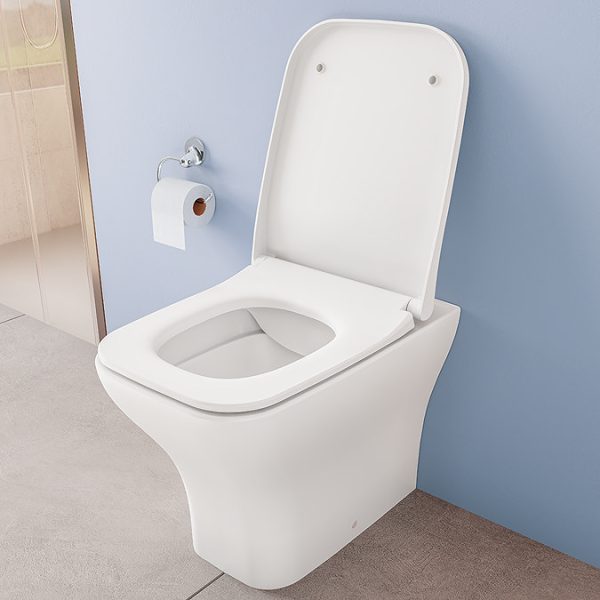 VitrA Evi Square Rimless Back to Wall Toilet with Soft Close Seat - Image 15