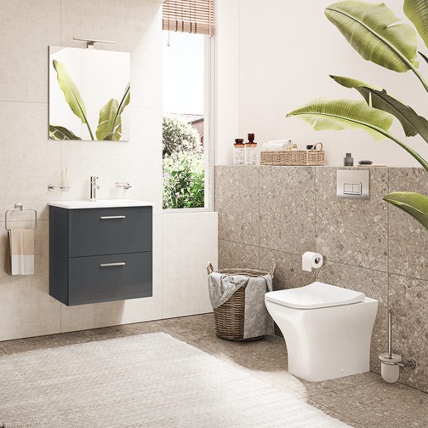 VitrA Evi Square Rimless Back to Wall Toilet with Soft Close Seat - Image 4