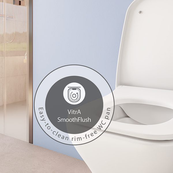VitrA Evi Square Rimless Back to Wall Toilet with Soft Close Seat - Image 7