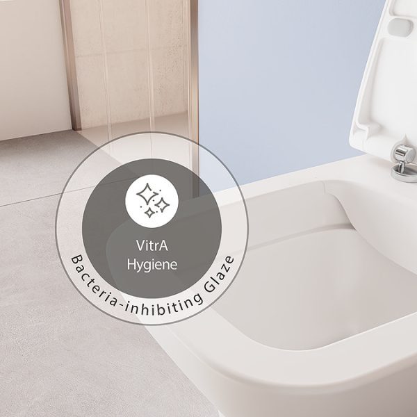 VitrA Evi Square Rimless Back to Wall Toilet with Soft Close Seat - Image 8