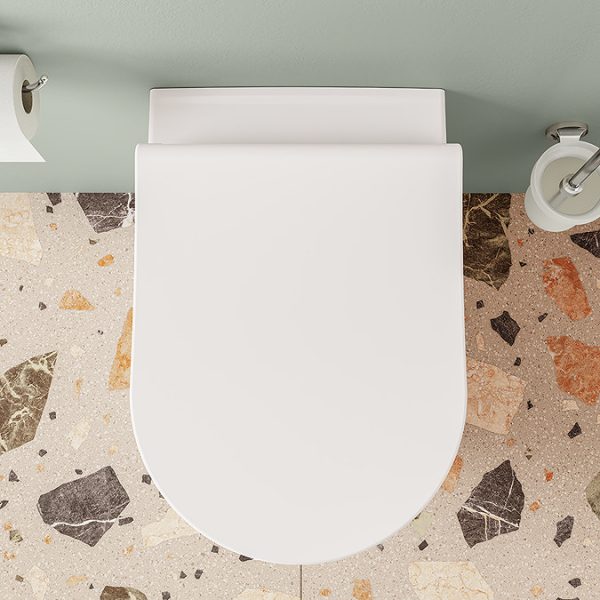 VitrA Evi Round Wall Hung Rimless Toilet with Soft Close Seat - Image 15