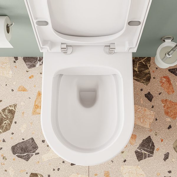 VitrA Evi Round Wall Hung Rimless Toilet with Soft Close Seat - Image 17