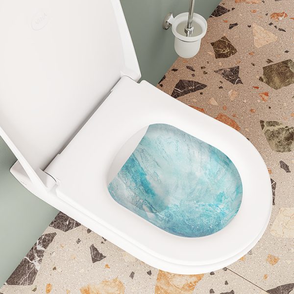 VitrA Evi Round Wall Hung Rimless Toilet with Soft Close Seat - Image 2