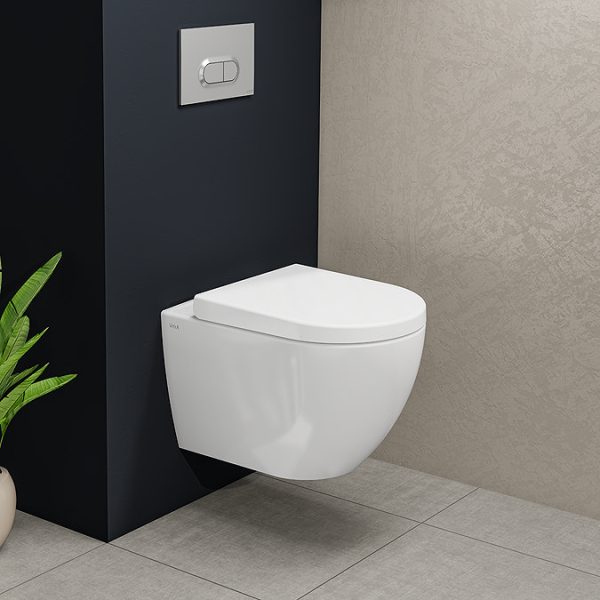 VitrA Evi Round Wall Hung Rimless Toilet with Soft Close Seat - Image 5