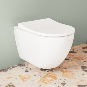 VitrA Evi Round Wall Hung Rimless Toilet with Soft Close Seat