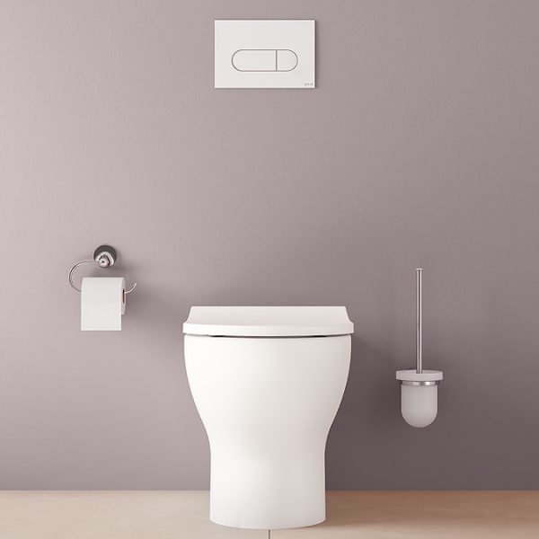 VitrA Evi Round Rimless Back to Wall Toilet with Soft Close Seat - Image 11