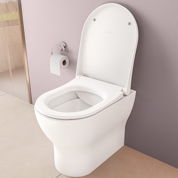 VitrA Evi Round Rimless Back to Wall Toilet with Soft Close Seat - Image 12