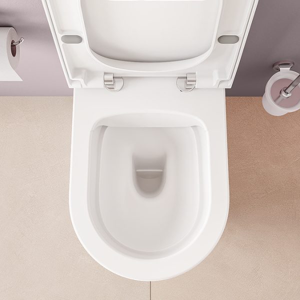 VitrA Evi Round Rimless Back to Wall Toilet with Soft Close Seat - Image 16