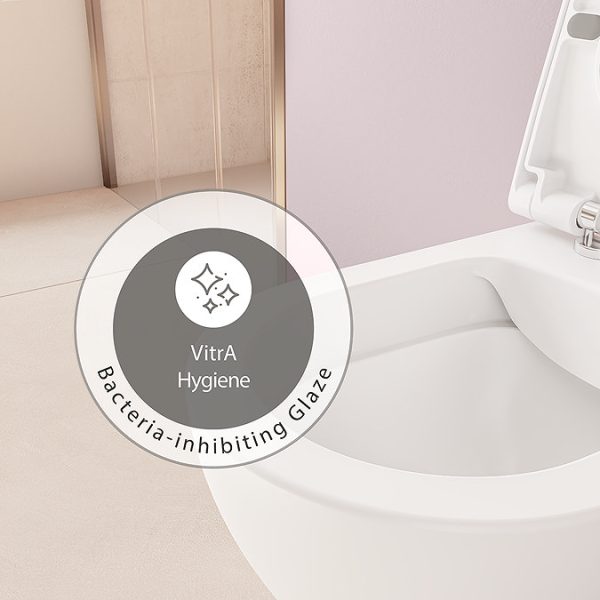 VitrA Evi Round Rimless Back to Wall Toilet with Soft Close Seat - Image 7