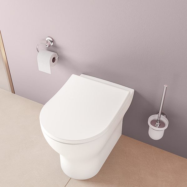 VitrA Evi Round Rimless Back to Wall Toilet with Soft Close Seat - Image 9