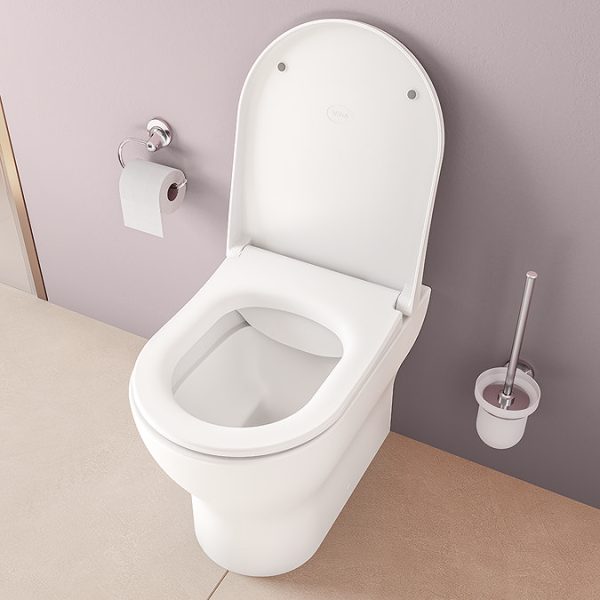 VitrA Evi Round Rimless Back to Wall Toilet with Soft Close Seat - Image 10