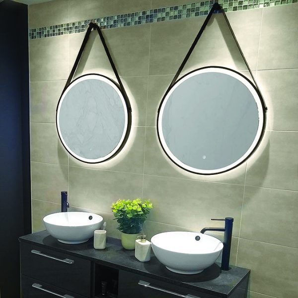 HIB Solstice Matt Black 60 Round LED Illuminated Mirror - Image 2