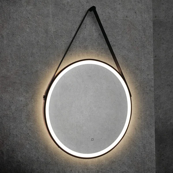 HIB Solstice Matt Black 60 Round LED Illuminated Mirror