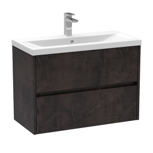 Venice Linea 800mm Metallic Slate Wall Hung 2 Drawer Vanity Unit