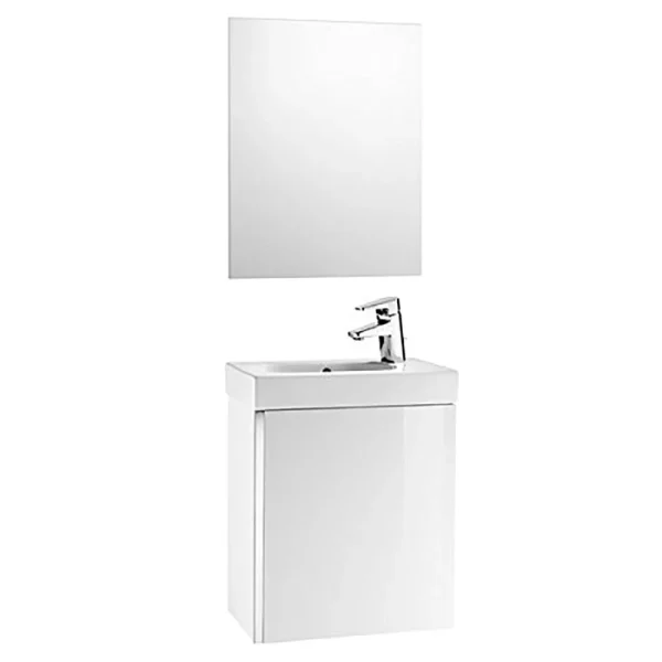 Roca Mini 450m Wall Hung Vanity Unit & Mirror Pack   Gloss White