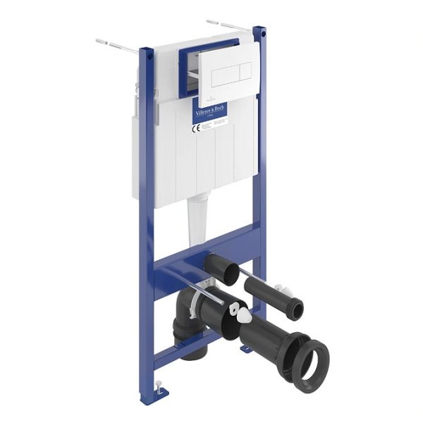 Villeroy and Boch Viconnect Pro S Toilet Frame with White Flush Plate + Architectura Wall Hung Toilet - Image 2