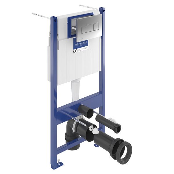 Villeroy & Boch ViConnect Pro S Toilet Frame with Arto Wall Hung Toilet Combi Pack and Chrome Flush Plate - Image 3