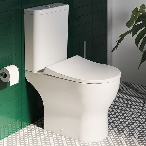 VitrA Evi Round Rimless Close Coupled Toilet   Open Back with Soft Close Seat - Image 6