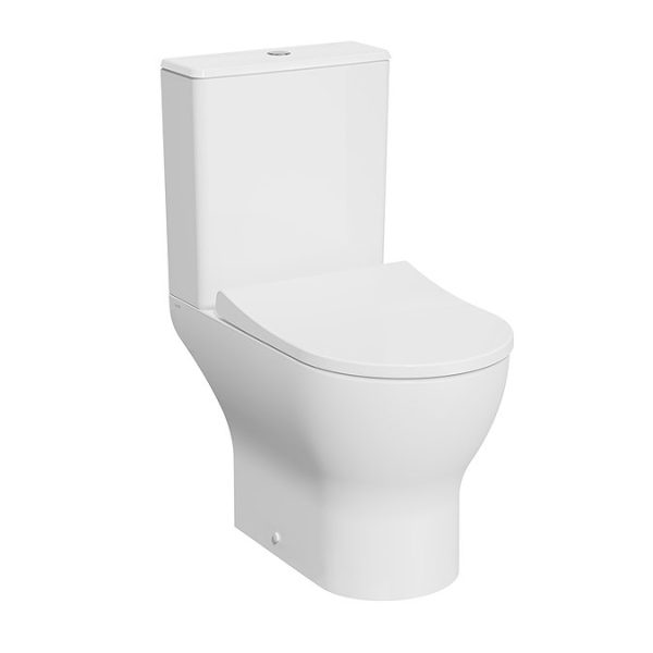VitrA Evi Round Rimless Close Coupled Toilet   Open Back with Soft Close Seat - Image 3