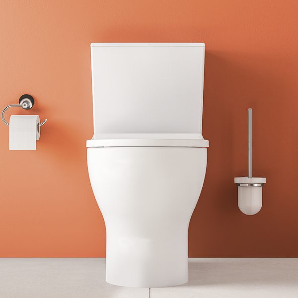 VitrA Evi Round Rimless Close Coupled Toilet   Open Back with Soft Close Seat - Image 13