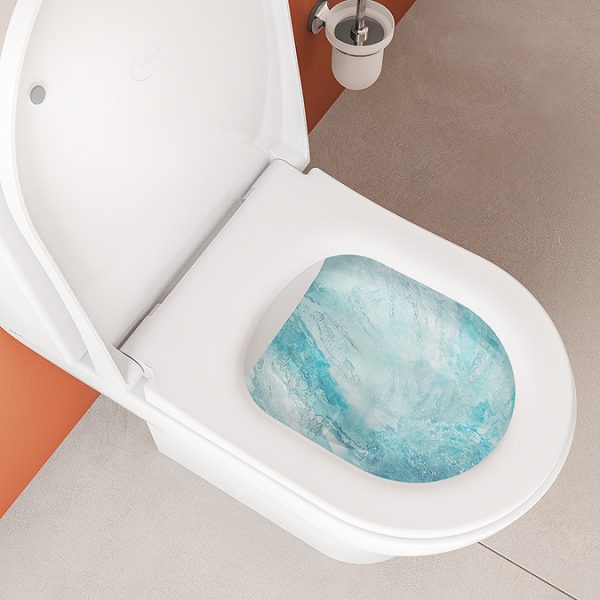 VitrA Evi Round Rimless Close Coupled Toilet   Open Back with Soft Close Seat - Image 2