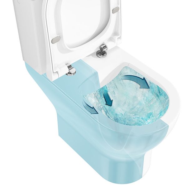 VitrA Evi Round Rimless Close Coupled Toilet   Open Back with Soft Close Seat - Image 7