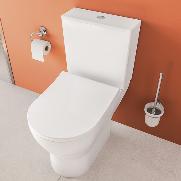 VitrA Evi Round Rimless Close Coupled Toilet   Open Back with Soft Close Seat - Image 11