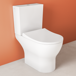 VitrA Evi Round Rimless Close Coupled Toilet   Open Back with Soft Close Seat