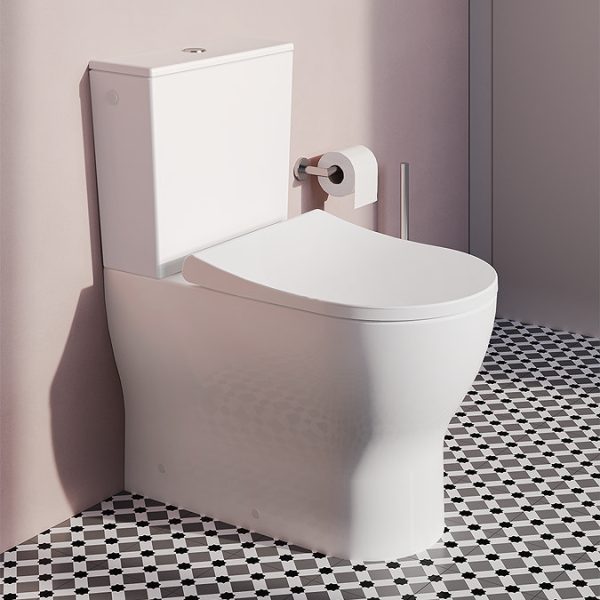 VitrA Evi Round Rimless Close Coupled Toilet   Back to Wall with Soft Close Seat - Image 4