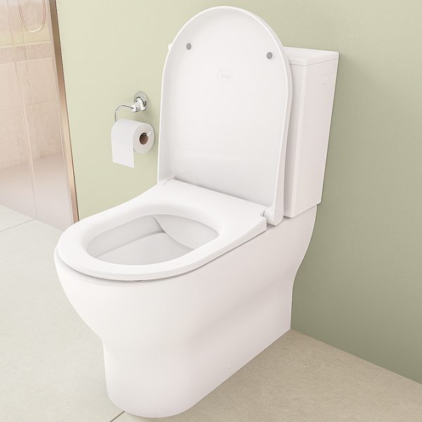 VitrA Evi Round Rimless Close Coupled Toilet   Back to Wall with Soft Close Seat - Image 11