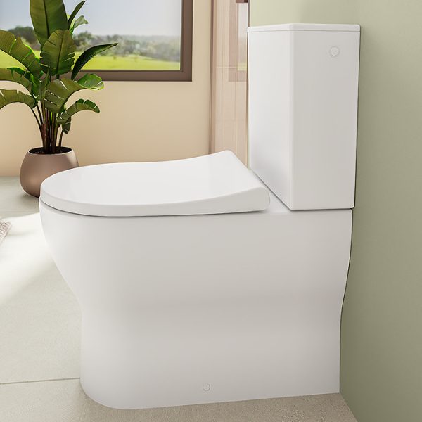 VitrA Evi Round Rimless Close Coupled Toilet   Back to Wall with Soft Close Seat - Image 14
