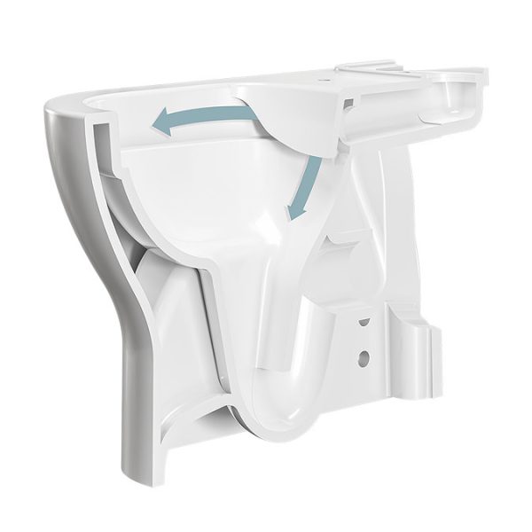VitrA Evi Round Rimless Close Coupled Toilet   Back to Wall with Soft Close Seat - Image 3
