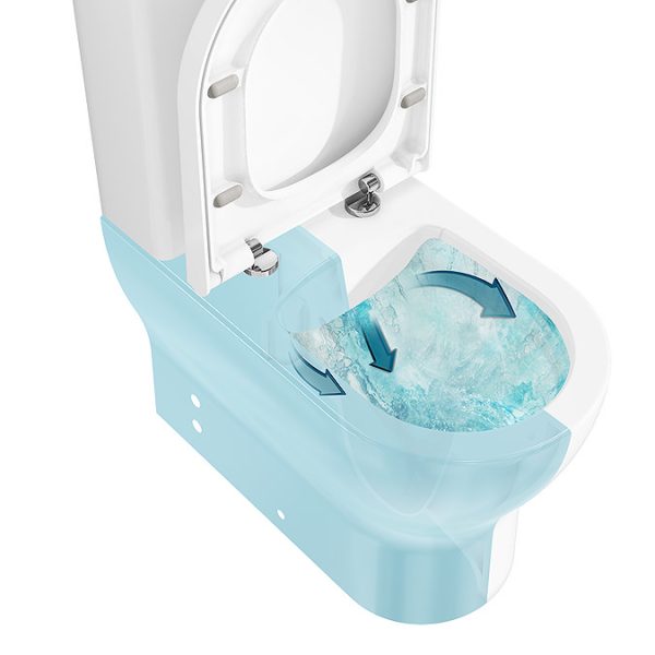 VitrA Evi Round Rimless Close Coupled Toilet   Back to Wall with Soft Close Seat - Image 5