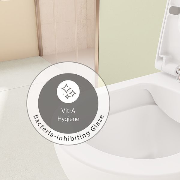 VitrA Evi Round Rimless Close Coupled Toilet   Back to Wall with Soft Close Seat - Image 6