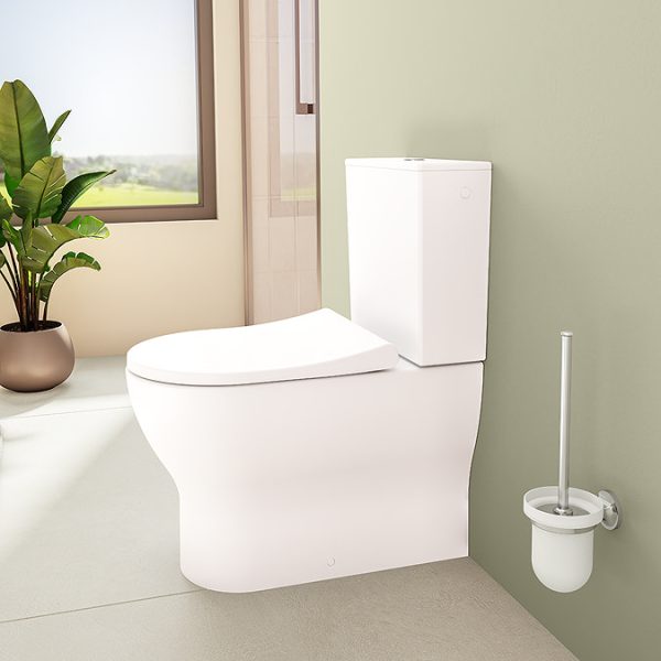 VitrA Evi Round Rimless Close Coupled Toilet   Back to Wall with Soft Close Seat - Image 8