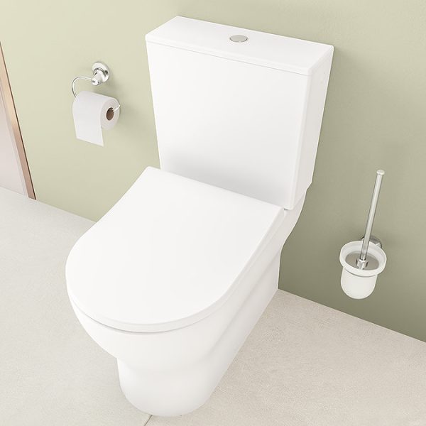 VitrA Evi Round Rimless Close Coupled Toilet   Back to Wall with Soft Close Seat - Image 9