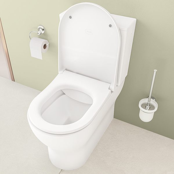 VitrA Evi Round Rimless Close Coupled Toilet   Back to Wall with Soft Close Seat - Image 10