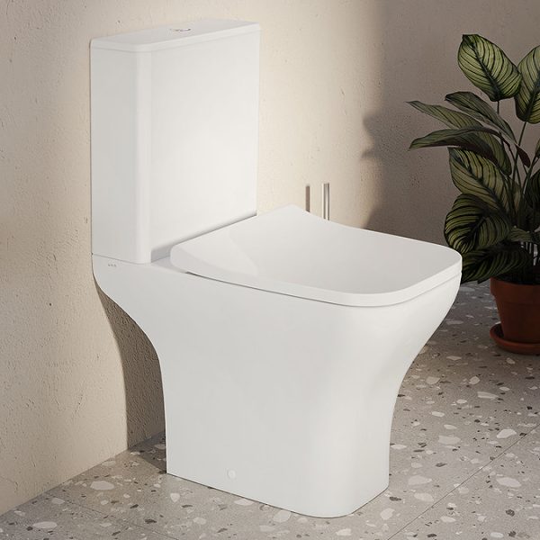 VitrA Evi Square Rimless Close Coupled Toilet   Open Back with Soft Close Seat - Image 5
