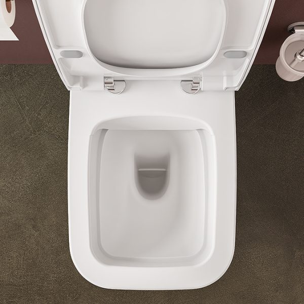 VitrA Evi Square Rimless Close Coupled Toilet   Open Back with Soft Close Seat - Image 15