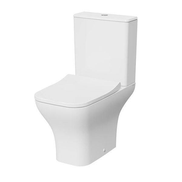 VitrA Evi Square Rimless Close Coupled Toilet   Open Back with Soft Close Seat - Image 4