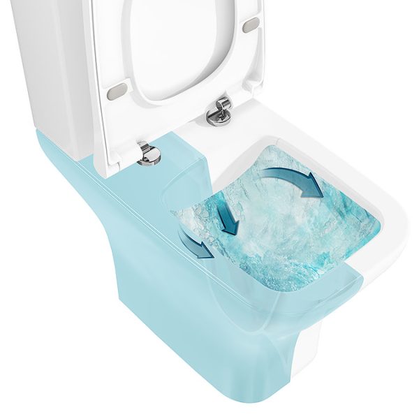 VitrA Evi Square Rimless Close Coupled Toilet   Open Back with Soft Close Seat - Image 6